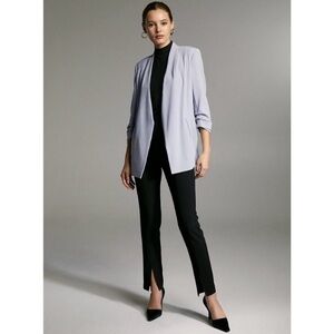 Aritzia babaton power hip linen blazer light blue